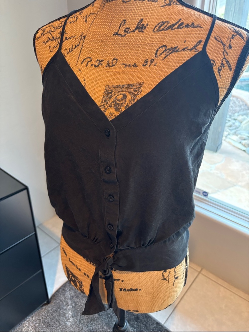 Black 💯 mulberry sill Tie-Front Camisole Top - Women